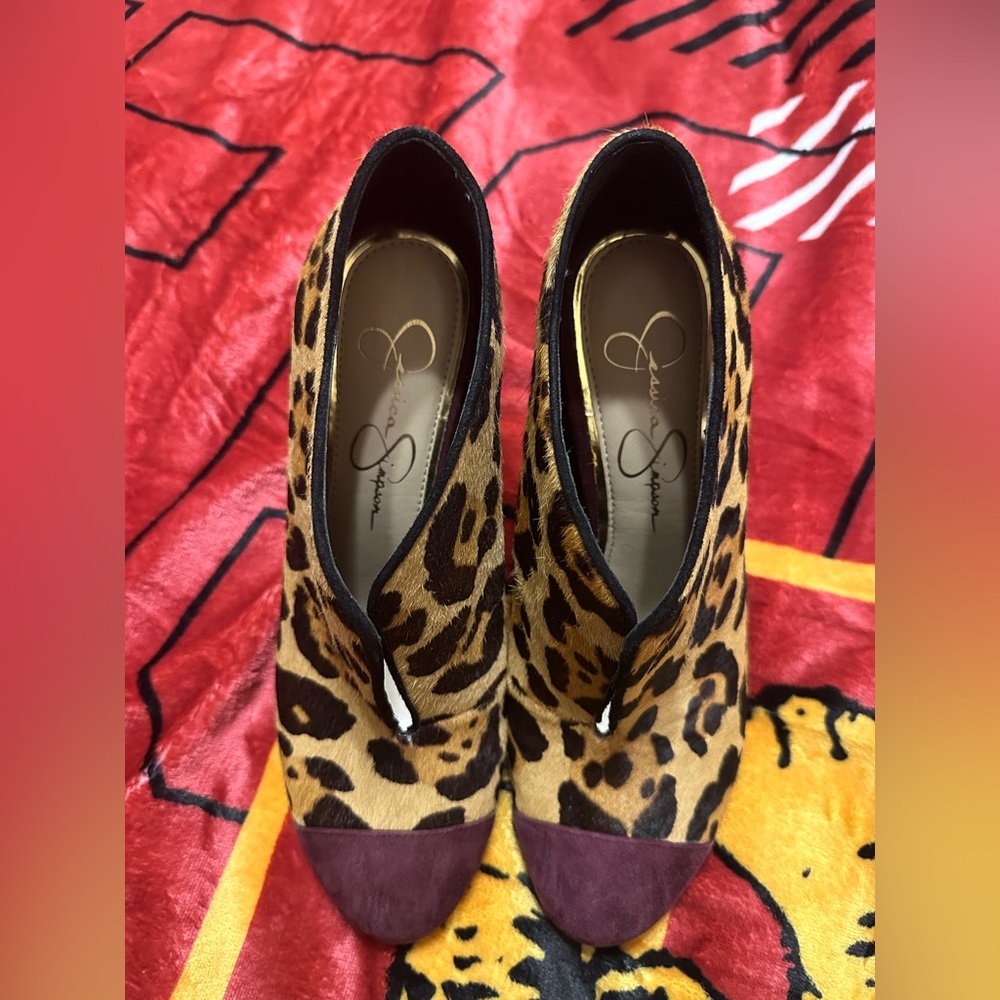 Jessica Simpson Leopard Print Booties Sz 8.5